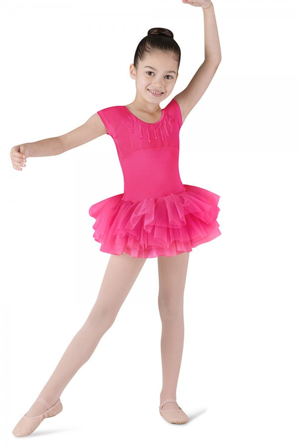 Bloch Sequin-Trim Heart-Back Cap-Sleeve Children’s Tutu Dress